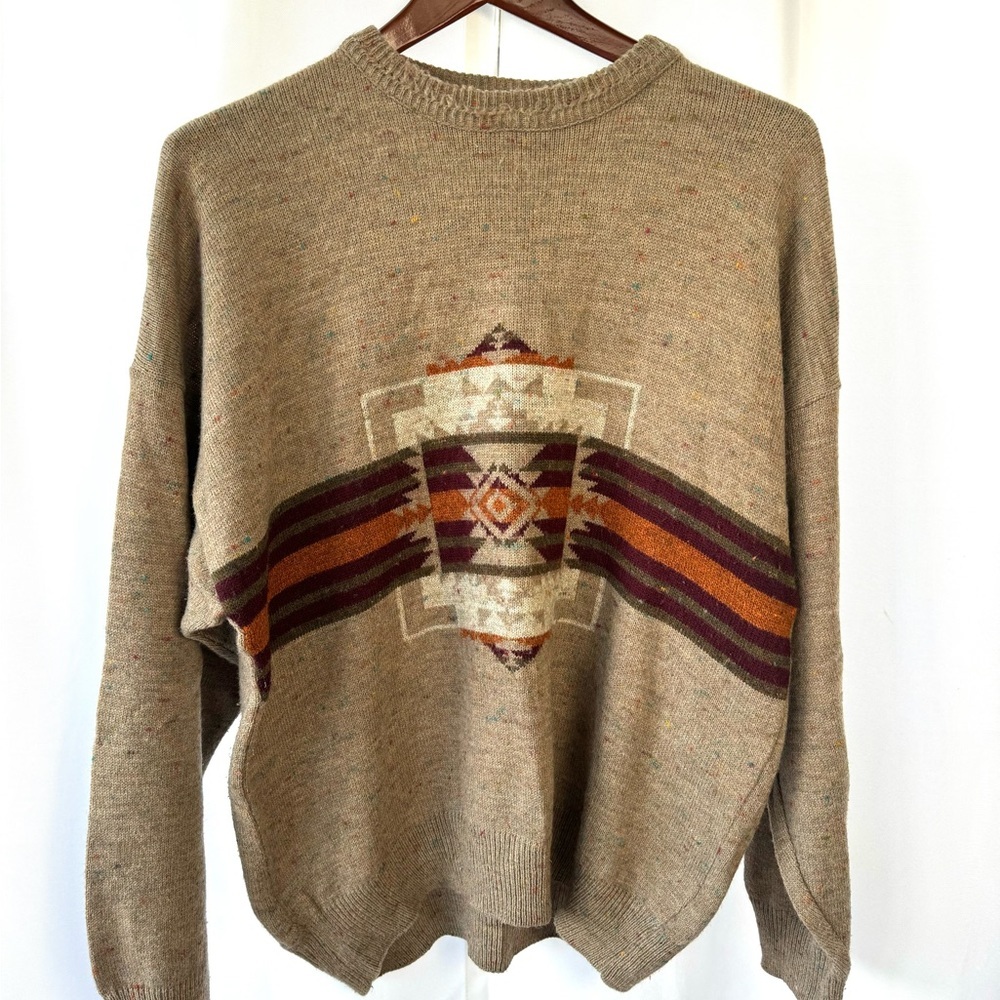 Mens Vintage Sweater Made in Italy Southwestern Sweater Aztec XL